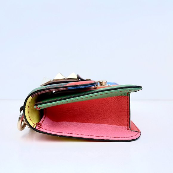 VALENTINO 1973 Rainbow Mini Lock Bag Rockstud Stripe Chevron Crossbody - Picture 8 of 16